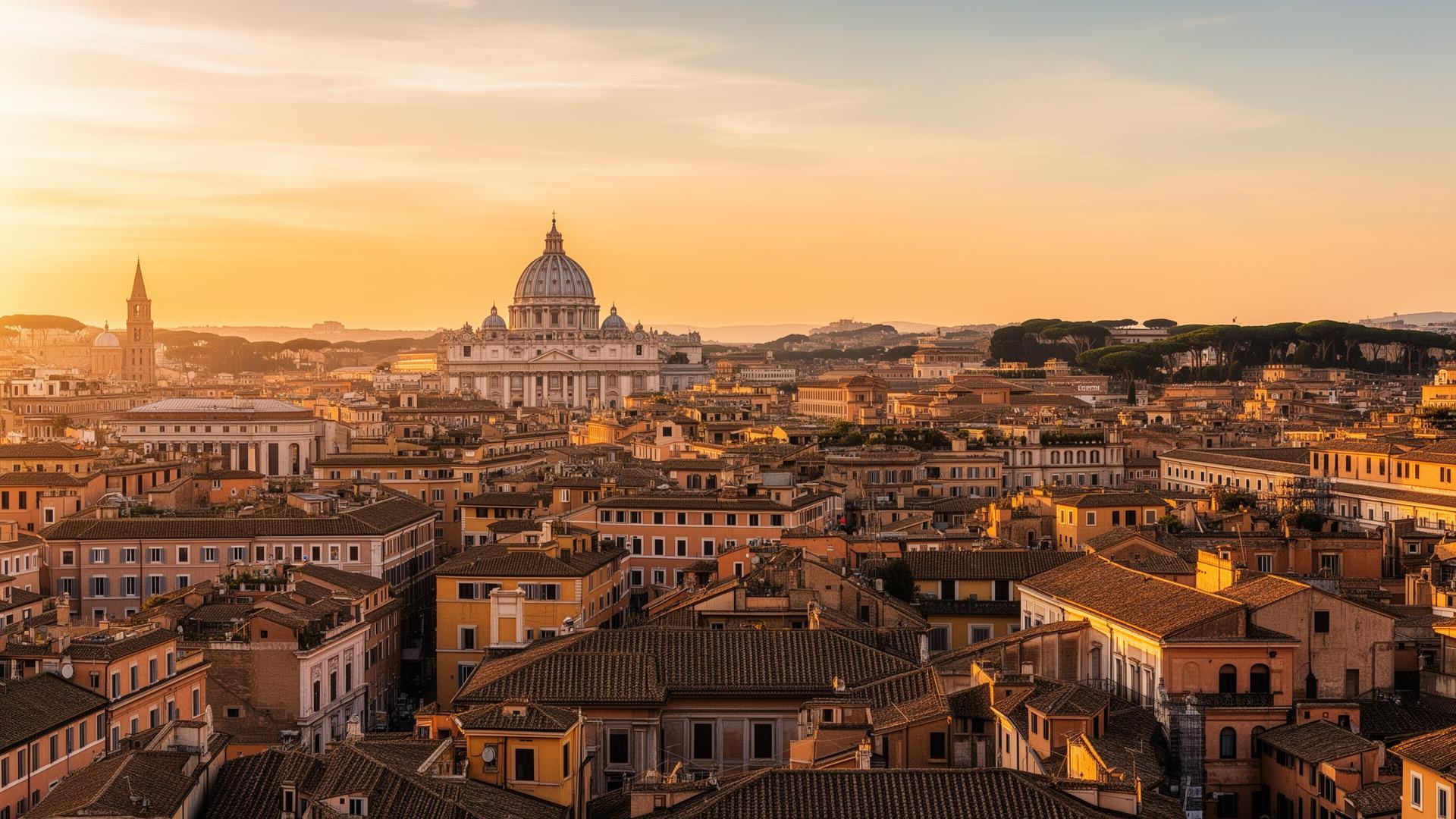 Panorama di Roma al tramonto con cupola di San Pietro - Blog fotografia immobiliare